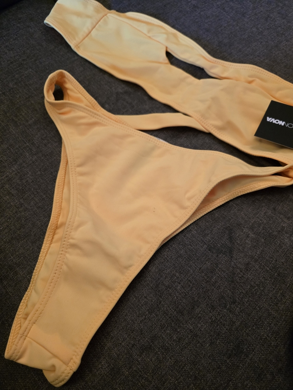 Fashion Nova Yellow Bandeau Cutout Bikini Set Size Small - Picture 3 of 6